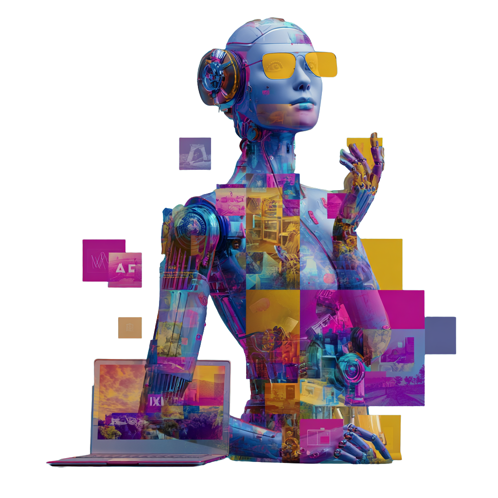 AI-generiertes abstraktes Bild mit einer menschlichen Figur